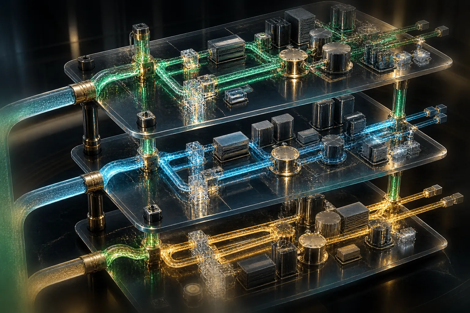 A premium three-level financial control plane routes operating cash, capex and claims through transparent evidence channels.