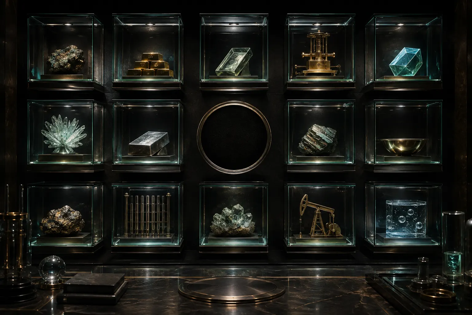 A disciplined matrix of audited annual evidence specimens surrounds the deliberately empty maintenance-estimate socket.