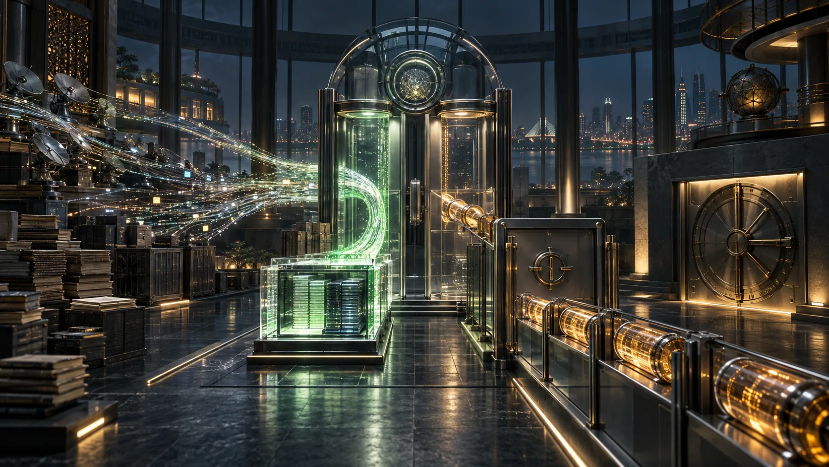 A premium financial gateway separates an admitted green public-data rail, an amber licensed-data rail and a sealed capital vault before India deployment evidence can enter the laboratory.